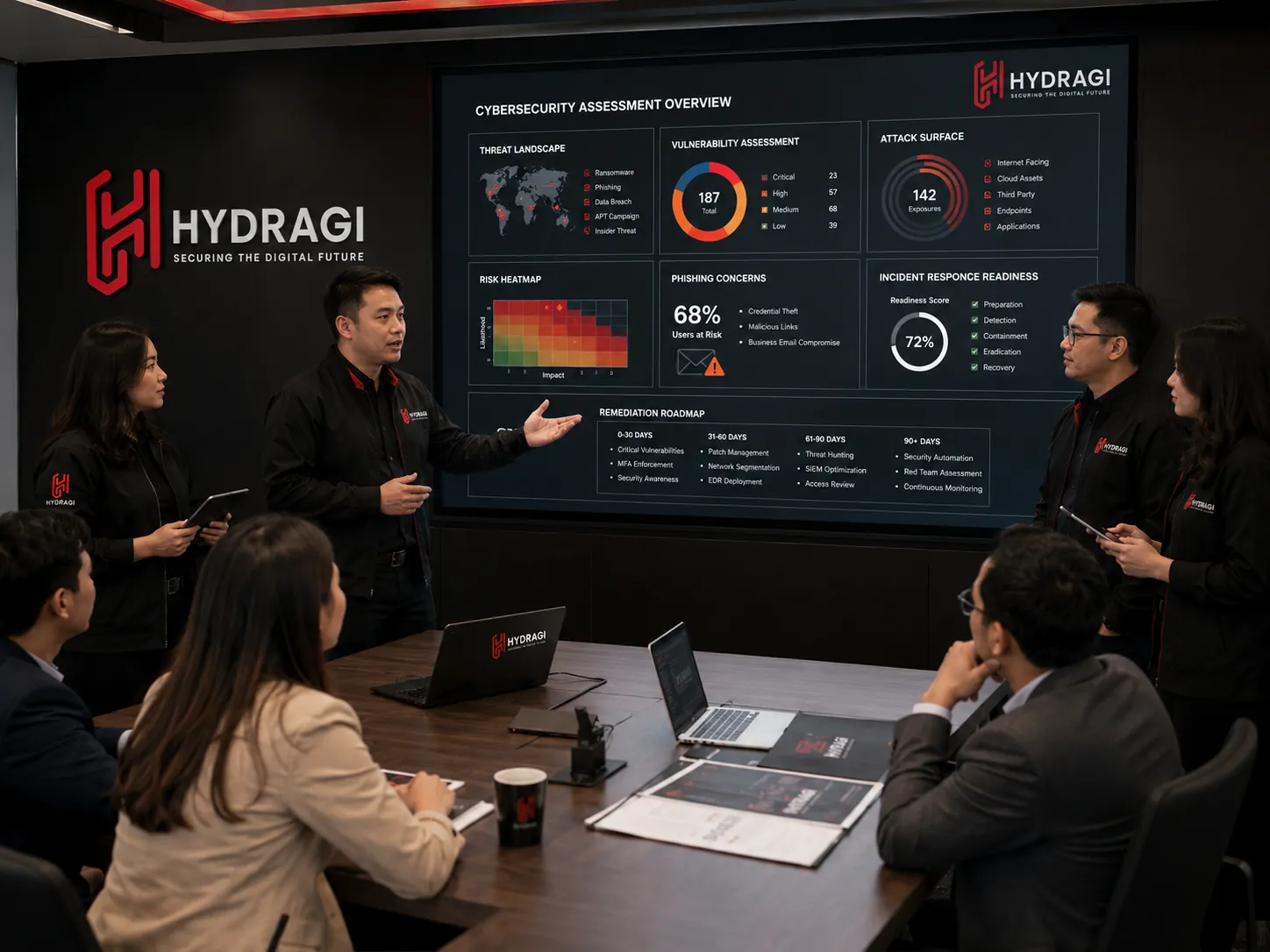 HYDRAGI engineer presenting to client